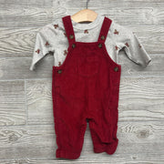 Cord Overalls & LS Shirt Teddy Bears 0-3M