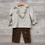 LS Ruffle Shirt & Pants Animal Print 12-18M