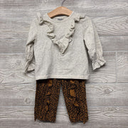 LS Ruffle Shirt & Pants Animal Print 12-18M