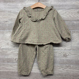 LS French Terry Shirt Flowers Ruffle & Pants 2T