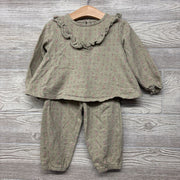 LS French Terry Shirt Flowers Ruffle & Pants 2T