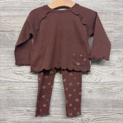 LS Waffle Knit Shirt Ruffle & Leggings Flowers 18M