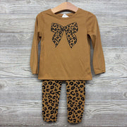 LS Shirt Bow & Animal Print Leggings 3T