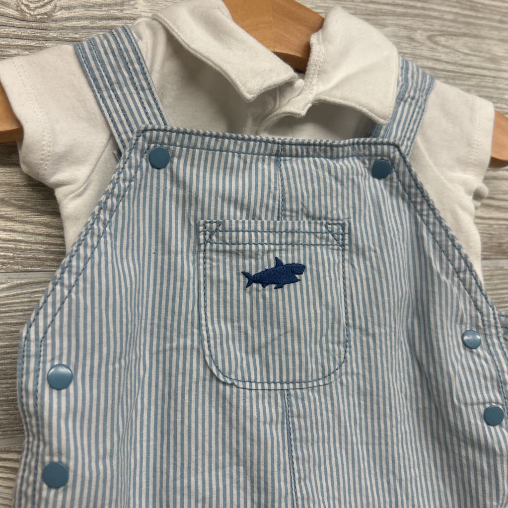 Overalls W/ Stripes & Polo Shirt 12M
