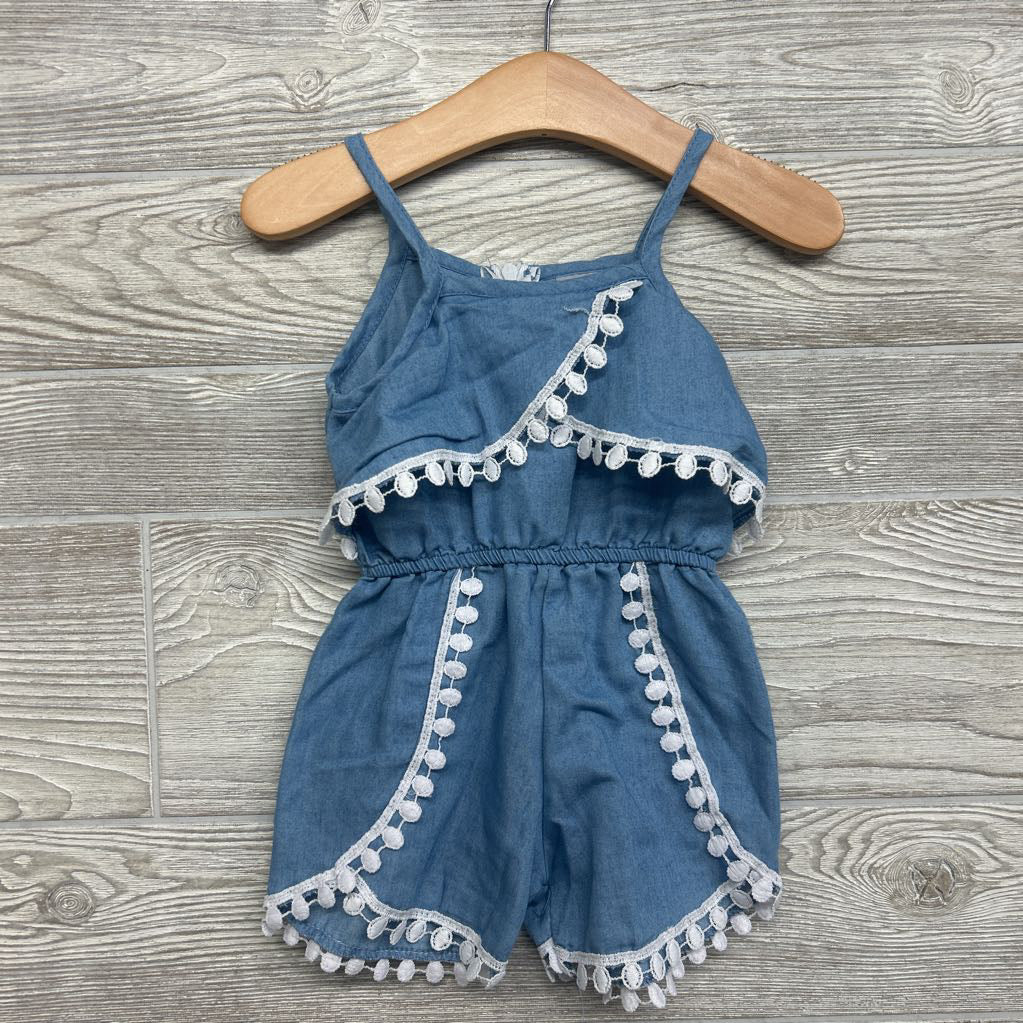 Chambray Romper Scallop Trim 12M