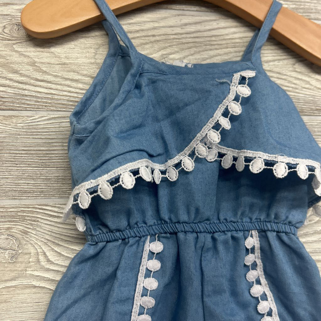 Chambray Romper Scallop Trim 12M