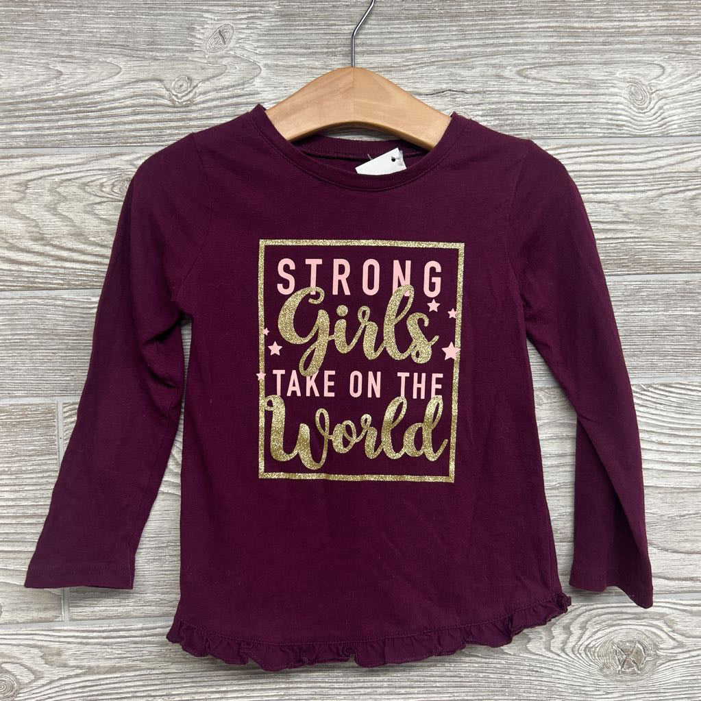 LS Shirt Strong Girls Take On The World 3t