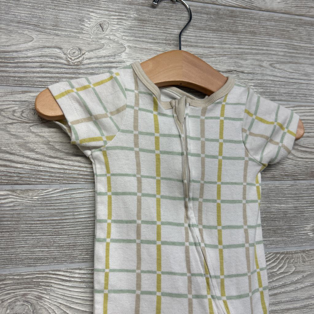 Footless Sleeper Grid Print Nb