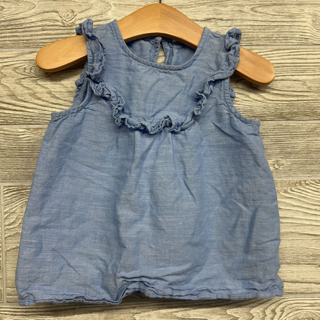 Chambray Ruffle Tank Top 18M-2t