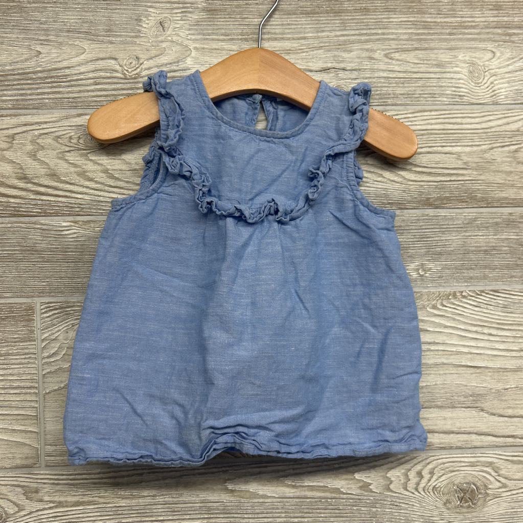 Chambray Ruffle Tank Top 18M-2t