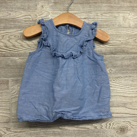 Chambray Ruffle Tank Top 18M-2t