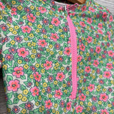 1/4 Zip Swimsuit Flowers 3t