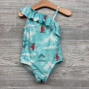 1 Pc Swimsuit Palm Trees, Surf Boards 3t