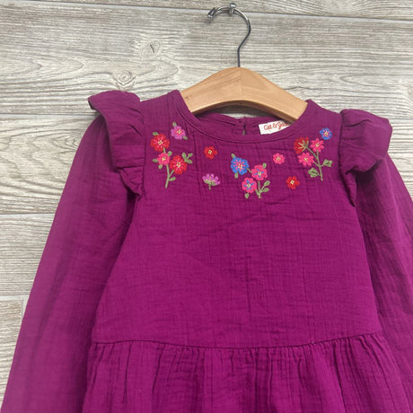 NEW Tiered Dress Embroidered Flowers 4-5