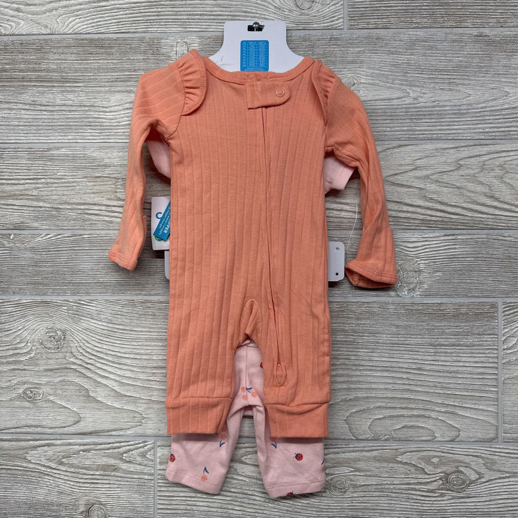 NEW Bodysuit Love Bug, Pants & Ribbed Outfit NB