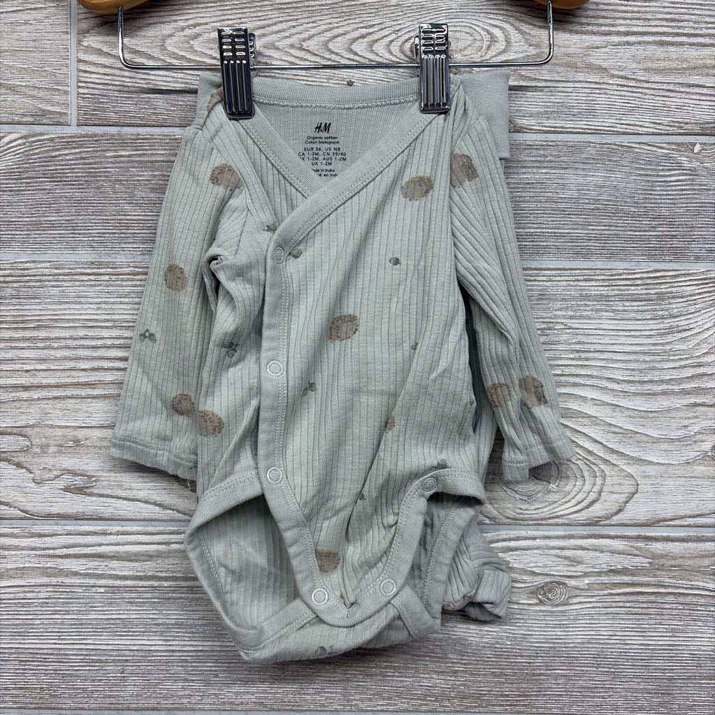 LS Ribbed Side Snap Bodysuit & Footed Pants Hedgehogs NB