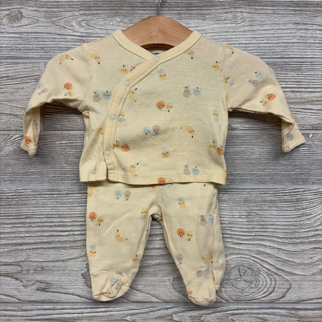 LS Side Snap Bodysuit Fruit, Bodysuit Stripes & Footed Pants Fruit NB