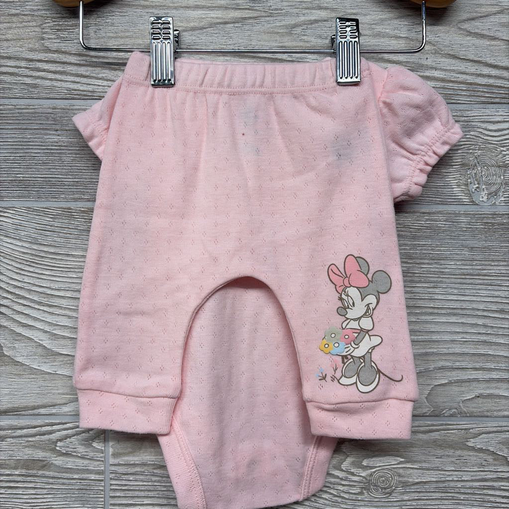 Nw/oT 2 Pk Bodysuits Minnie Butterflies & Pointelle Pants W/ Bandana Bib NB