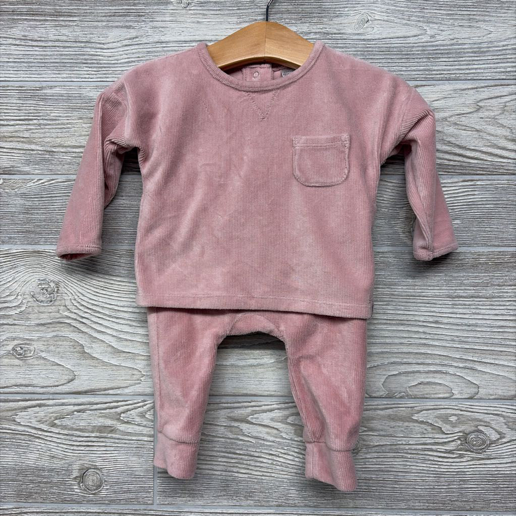 Ribbed Velour LS Shirt Chest Pocket & Pants 3-6M