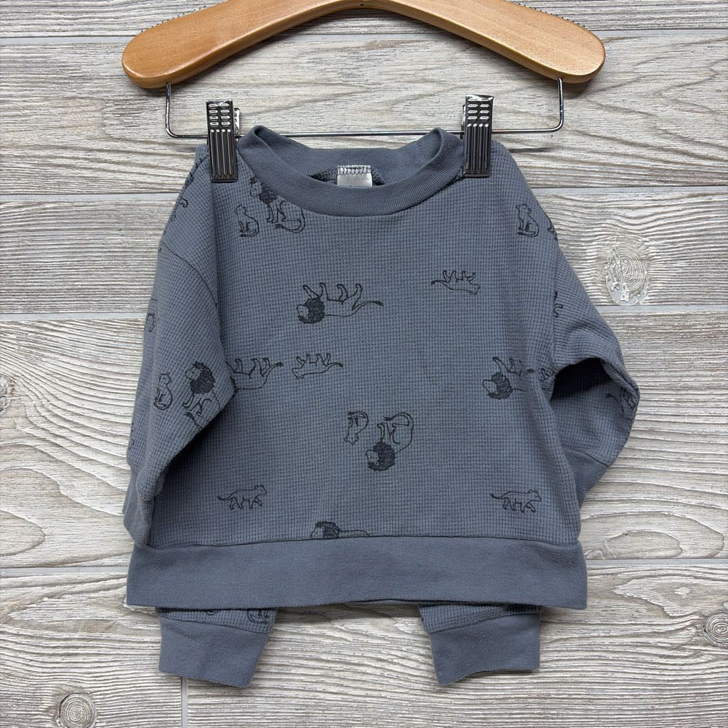 LS Waffle Knit Shirt & Pants Lions 3-6M