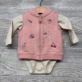 Quilted Vest Strawberry Rainbow, LS Bodysuit Dots & Leggings 6M