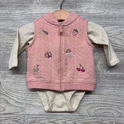 Quilted Vest Strawberry Rainbow, LS Bodysuit Dots & Leggings 6M