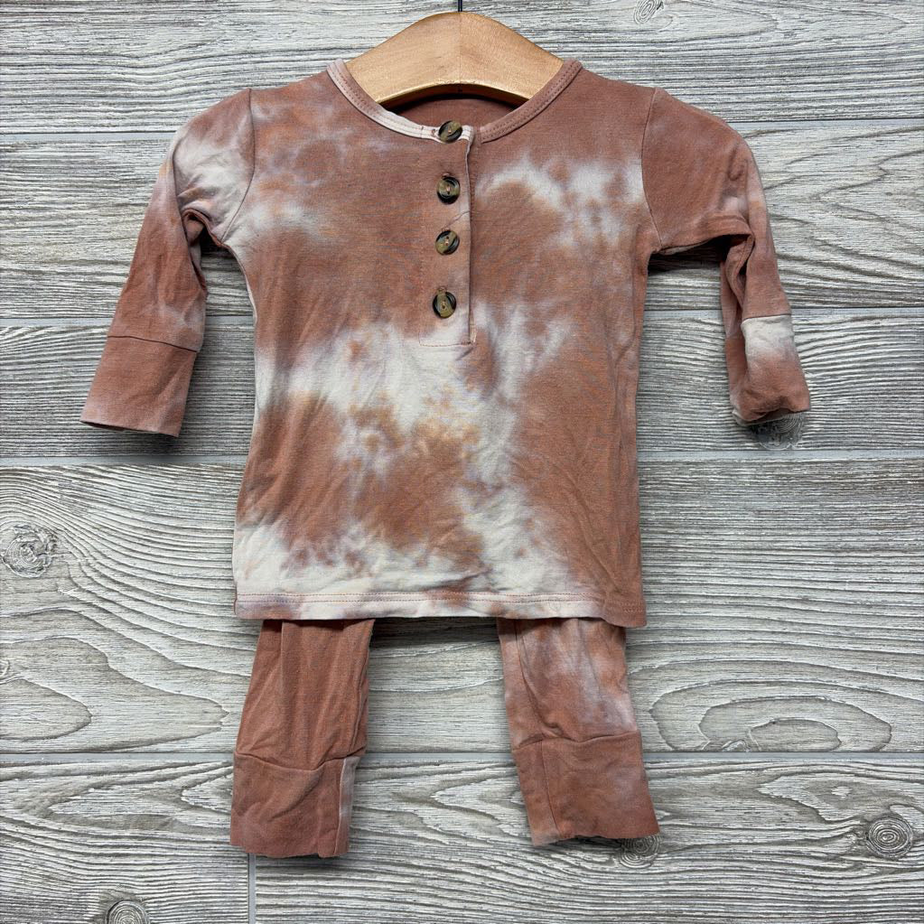 LS Bamboo Henley Shirt & Pants Tie Dye 3-6M