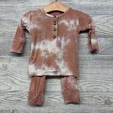 LS Bamboo Henley Shirt & Pants Tie Dye 3-6M