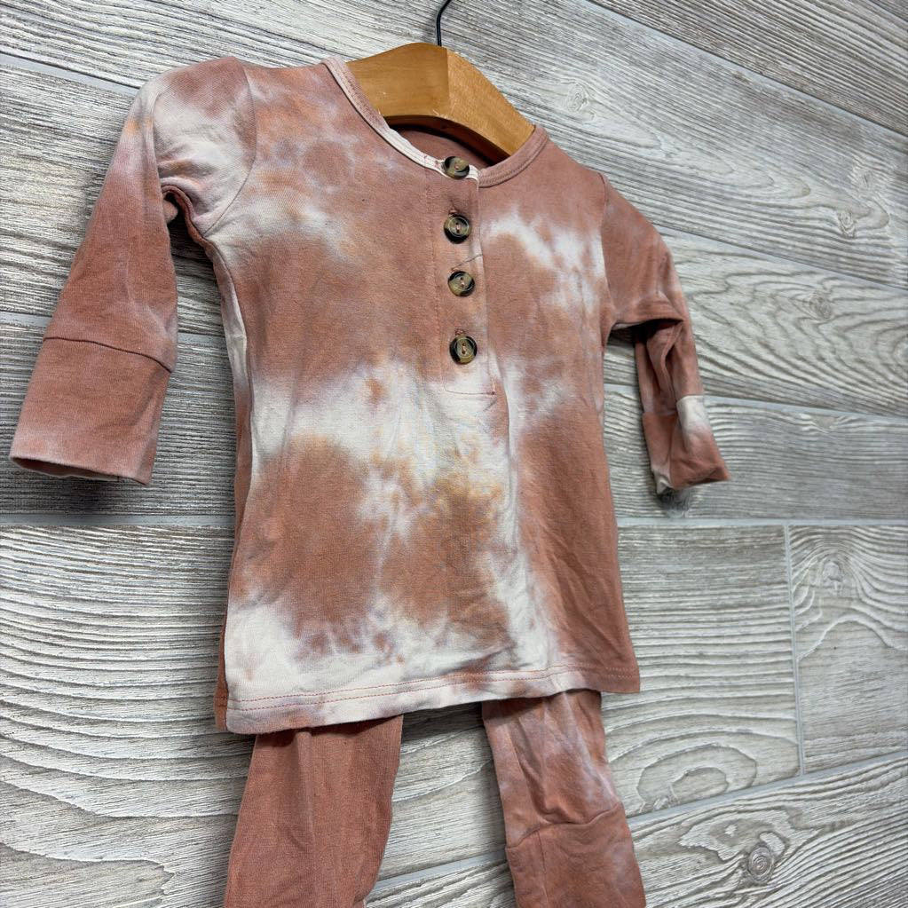 LS Bamboo Henley Shirt & Pants Tie Dye 3-6M