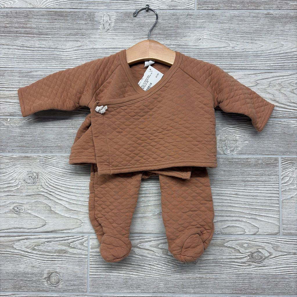 LS Quilted Side Snap Shirt & Footed Pants W/ Bib 6M