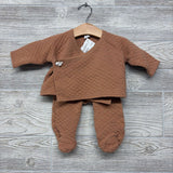 LS Quilted Side Snap Shirt & Footed Pants W/ Bib 6M