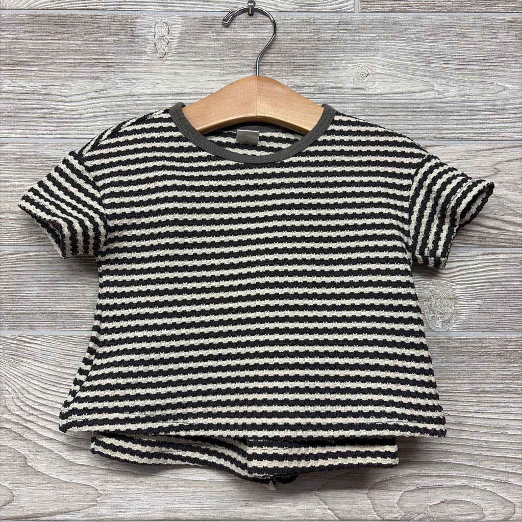 Waffle Knit Shirt & Shorts Stripes 9-12M