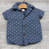 Gauze Button Up Shirt Flowers & Pull On Shorts 3M