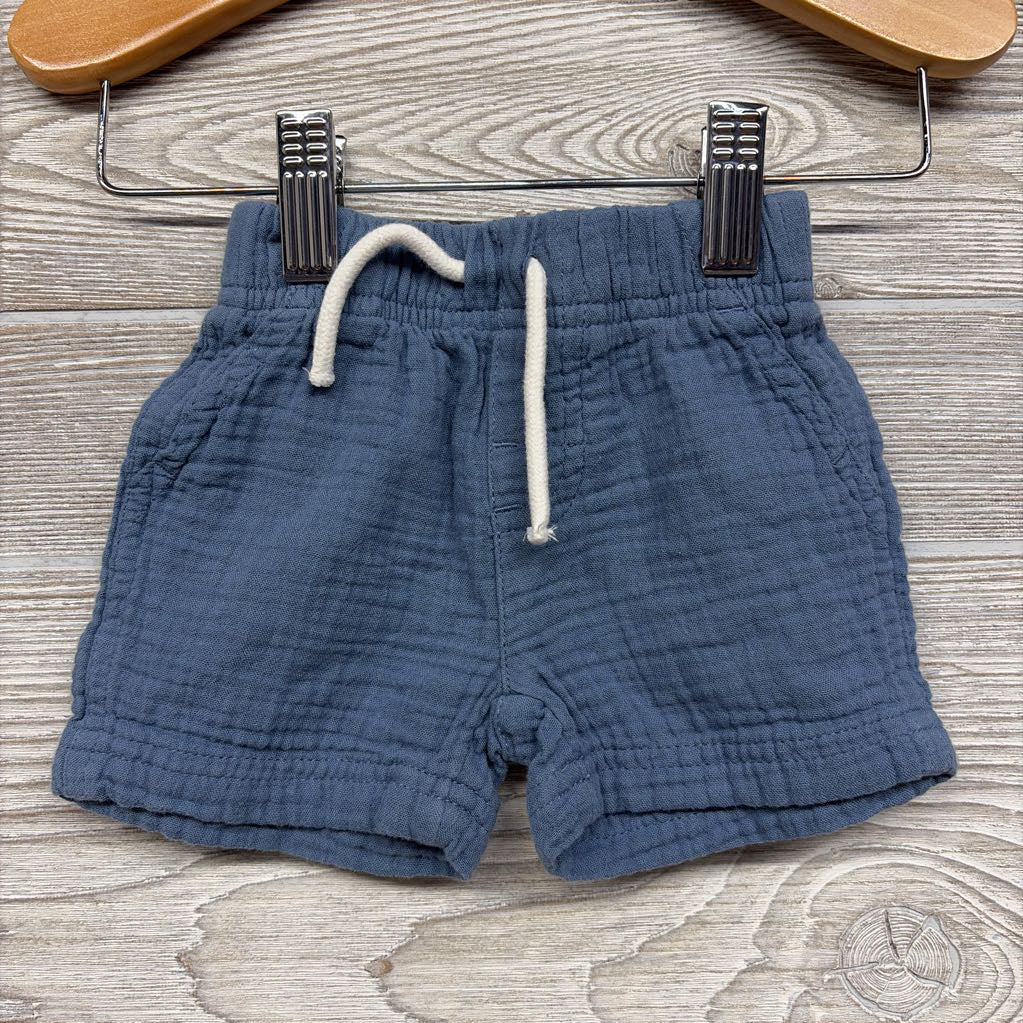 Gauze Button Up Shirt Flowers & Pull On Shorts 3M