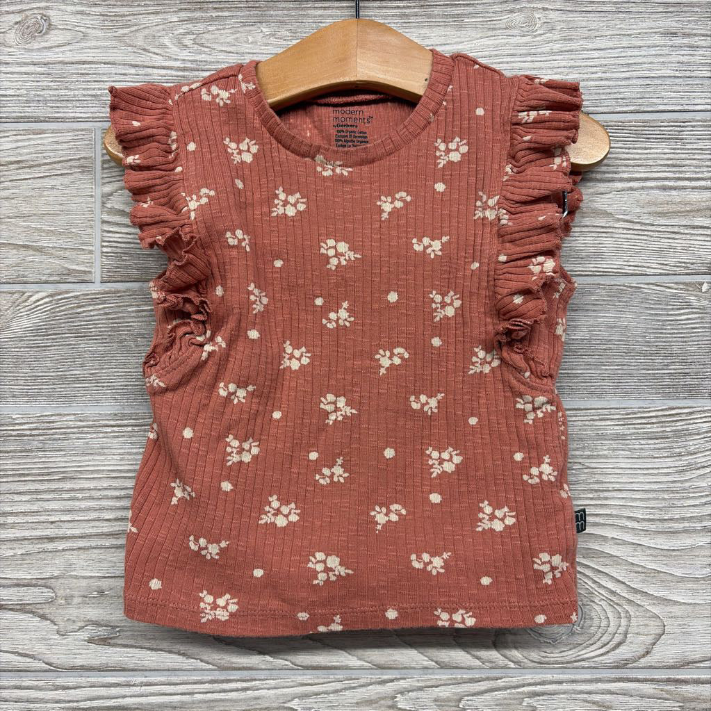 Ribbed Flutter Sleeve Shirt Flowers & Flowey Shorts 3T