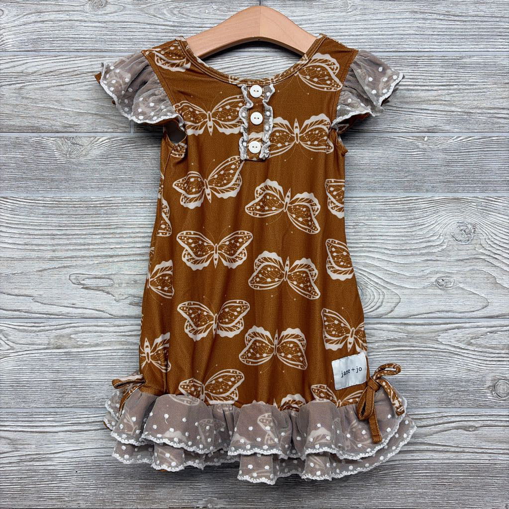 Flutter Sleeve Dress Butterflies Dots 3T