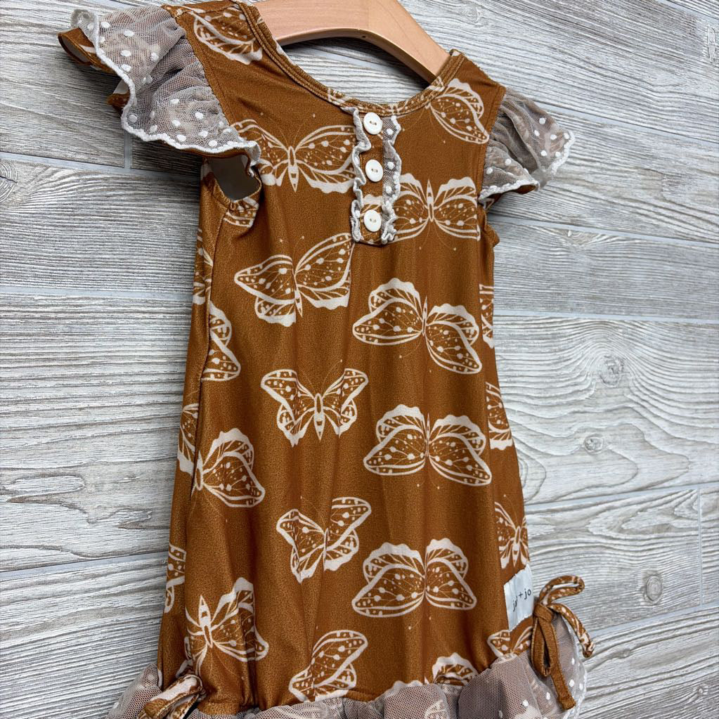 Flutter Sleeve Dress Butterflies Dots 3T