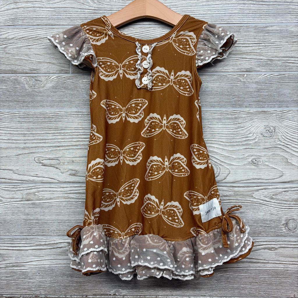 Flutter Sleeve Dress Butterflies Dots 3T