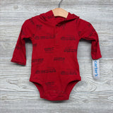 NEW LS Waffle Knit Henley Bodysuit W/ Hood Trains 6M