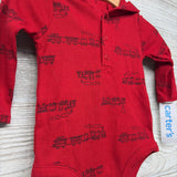 NEW LS Waffle Knit Henley Bodysuit W/ Hood Trains 6M