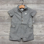 NEW Button Up Shorty Romper Stripes 6M