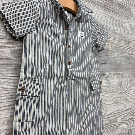 NEW Button Up Shorty Romper Stripes 6M