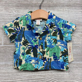 NEW Button Up Shirt Elephants Monkeys Leaves NB