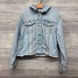 Cropped Denim Jacket W/ Hood Frayed 10-12