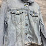Cropped Denim Jacket W/ Hood Frayed 10-12