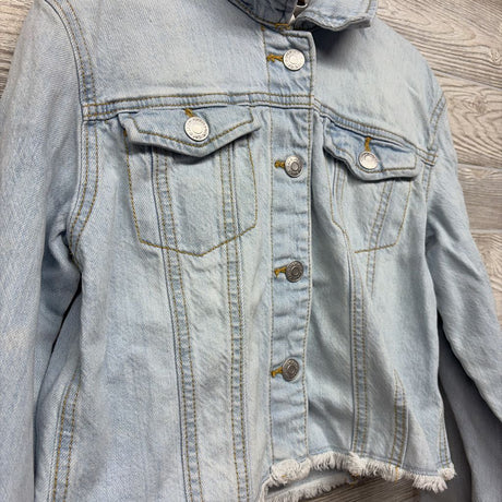Cropped Denim Jacket W/ Hood Frayed 10-12