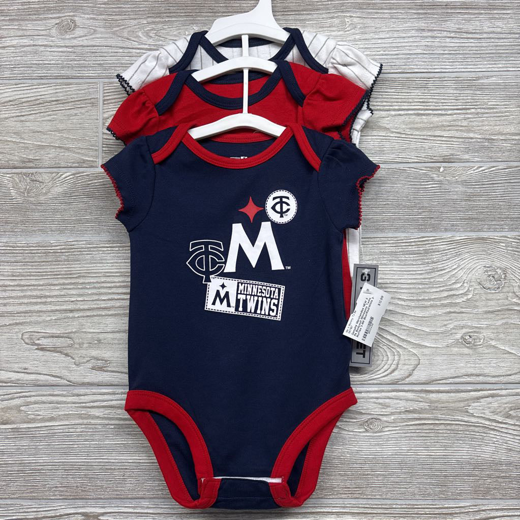 NEW 3 Pk Bodysuit Minnesota Twins Ruffles 3-6M