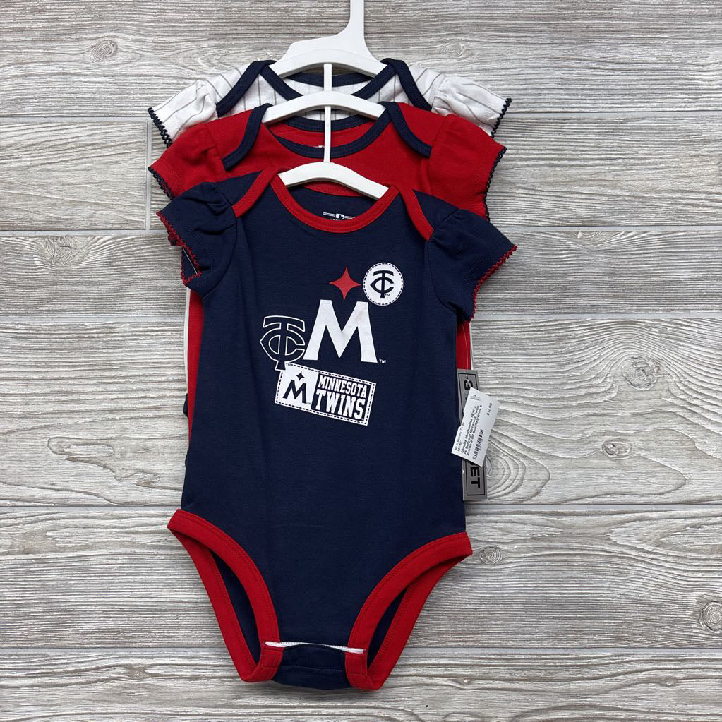 NEW 3 Pk Bodysuit Minnesota Twins Ruffles 6-9M