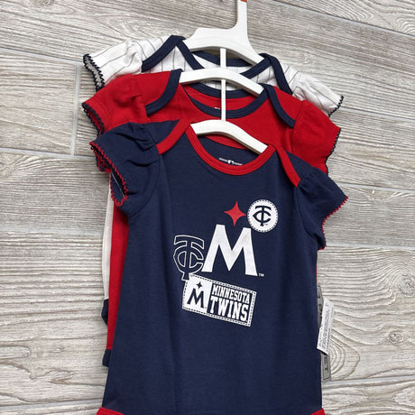 NEW 3 Pk Bodysuit Minnesota Twins Ruffles 6-9M