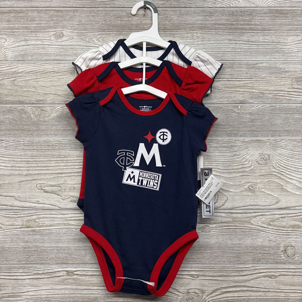 NEW 3 Pk Bodysuit Minnesota Twins Ruffles 18M